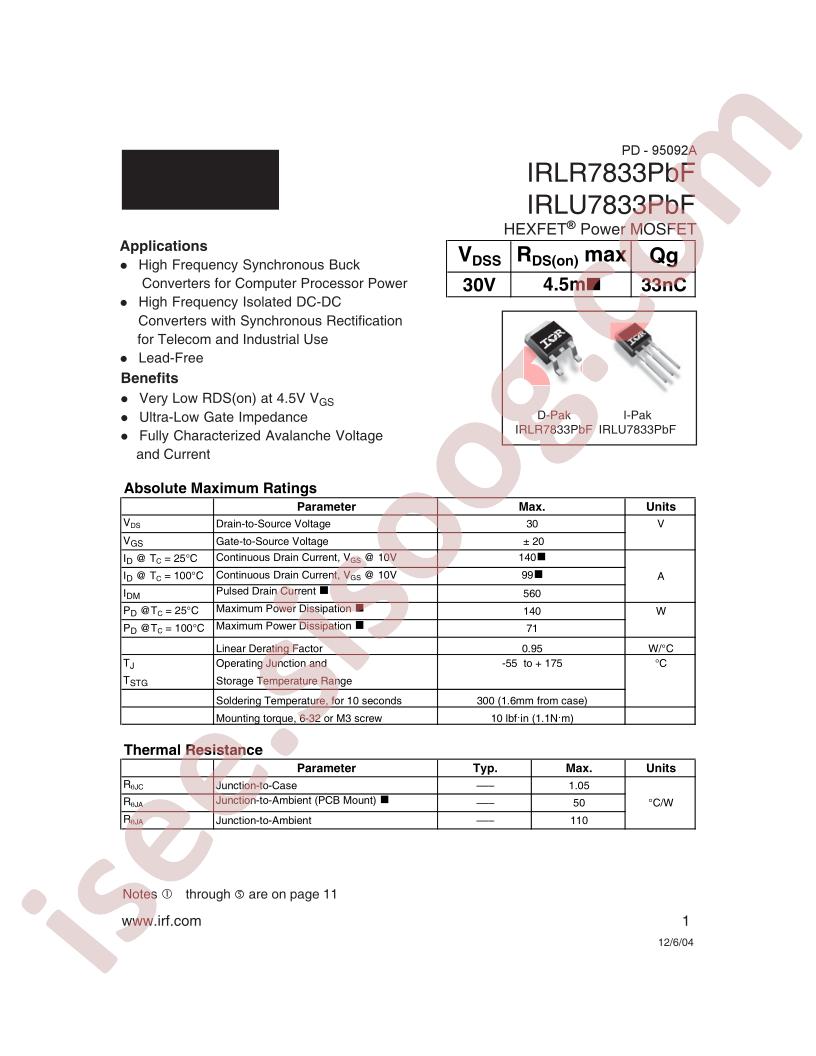 IRLU7833PBF