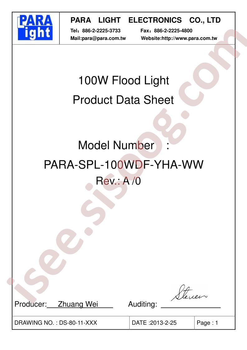 PARA-SPL-100WDF-YHA-WW