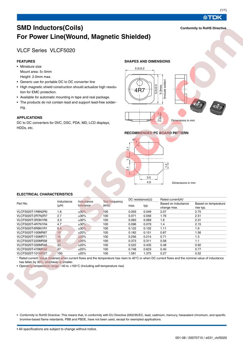 VLCF5020T-1R8N2R0