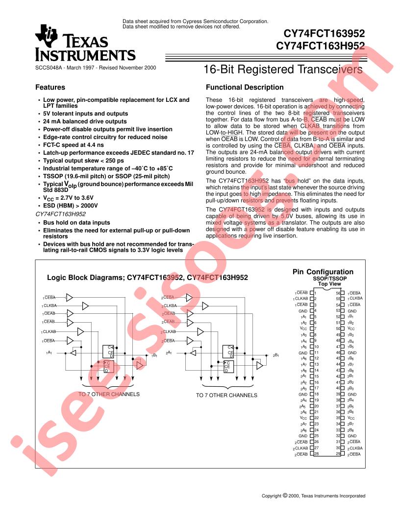 CY74FCT163H952CPVC