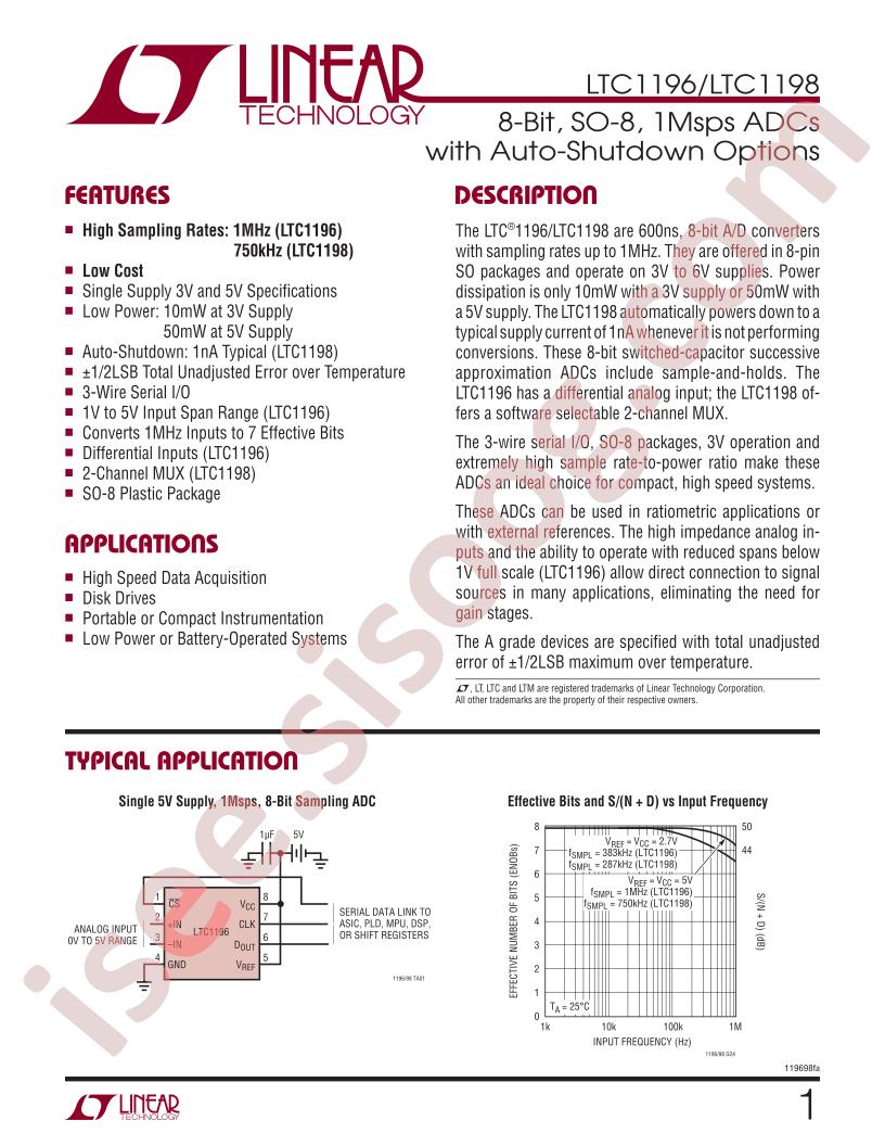 LTC1196-1ACS8-TRPBF