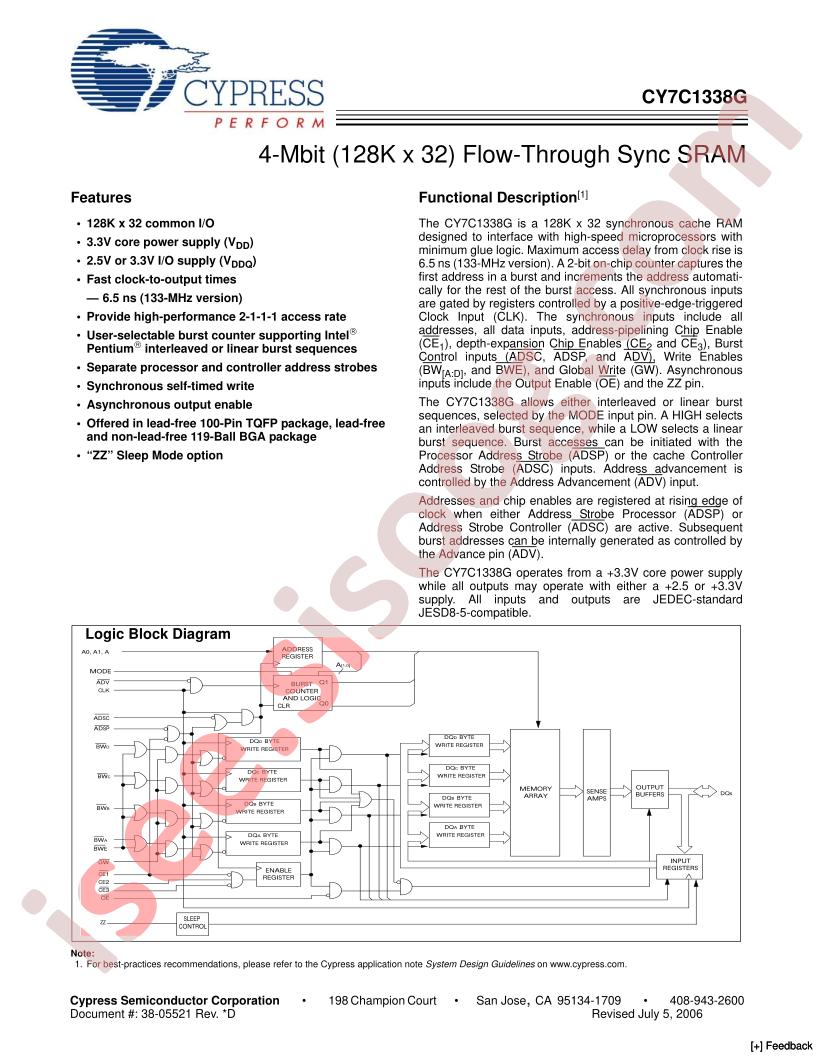 CY7C1338G-100BGI