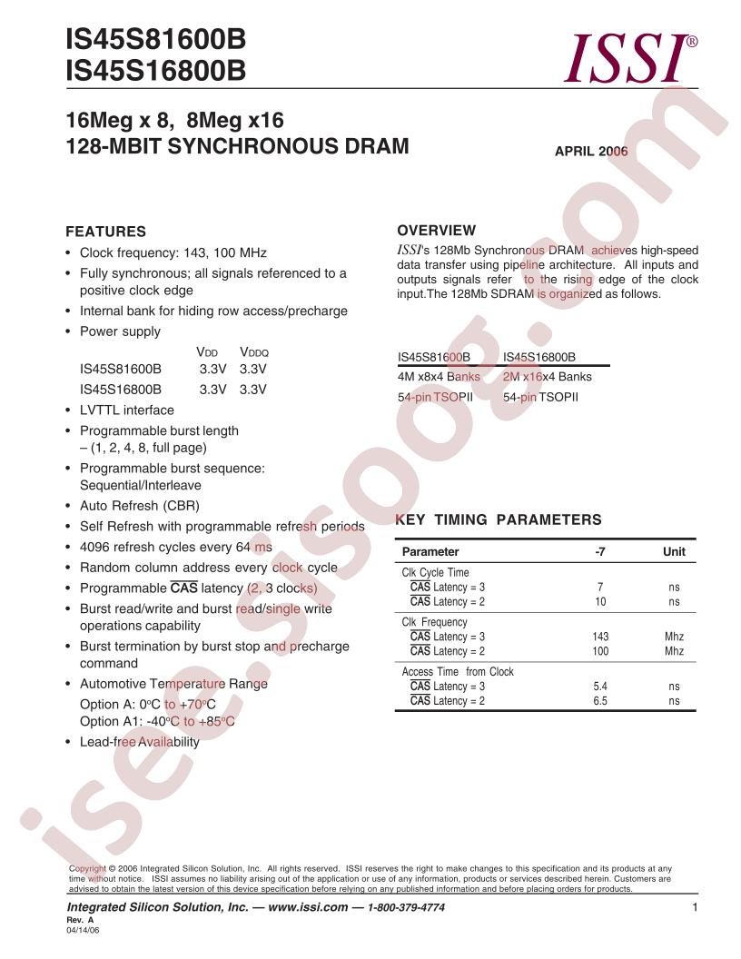 IS45S81600B-7TLA1