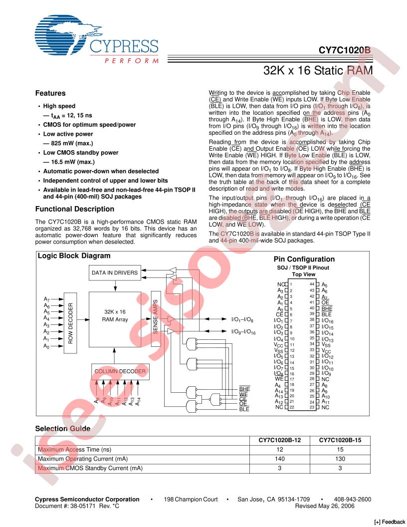 CY7C1020B-12VXC