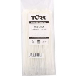 بست کمری پلاستیکی سفید 3.6x250mm بسته100 تایی TORK ترکیه