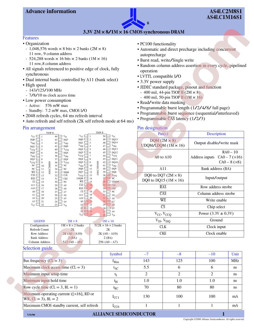 AS4LC2M8S1-12TC