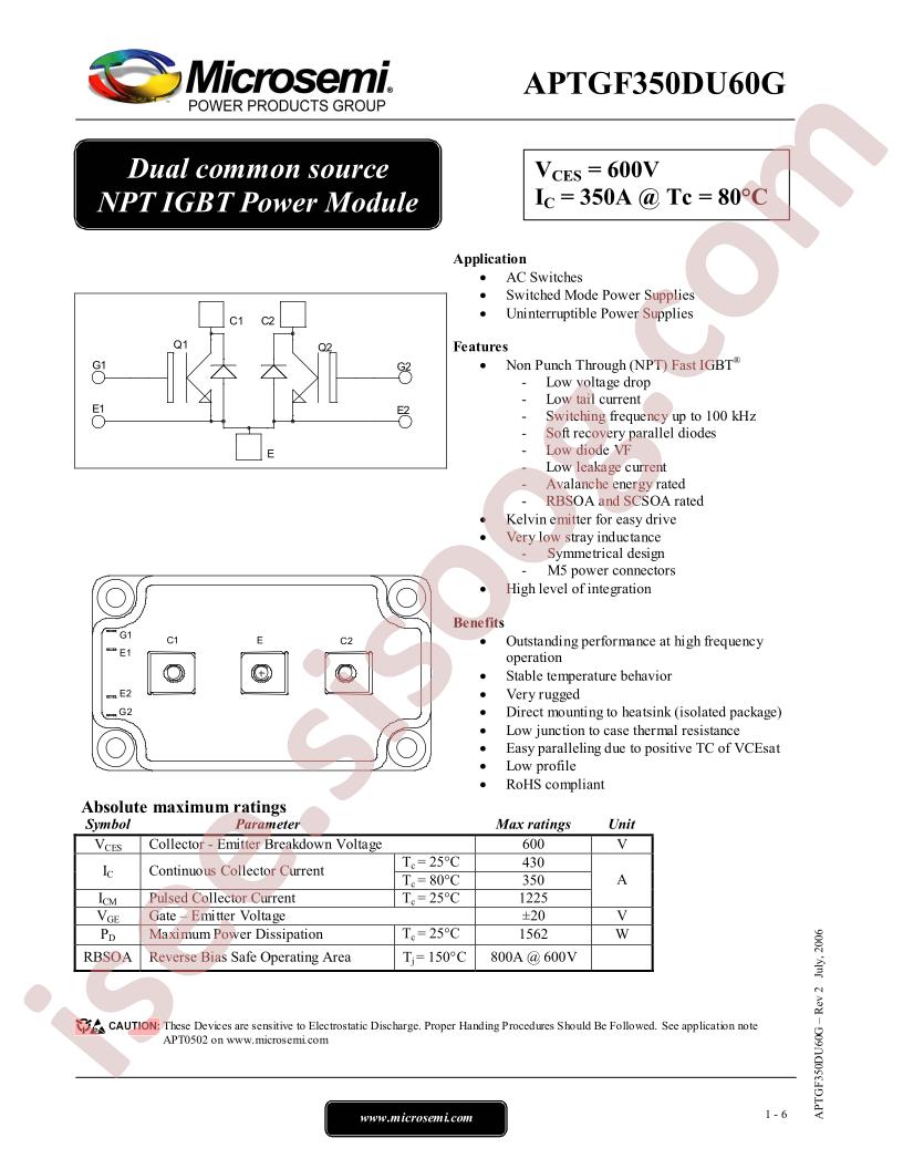 APTGF350DU60G
