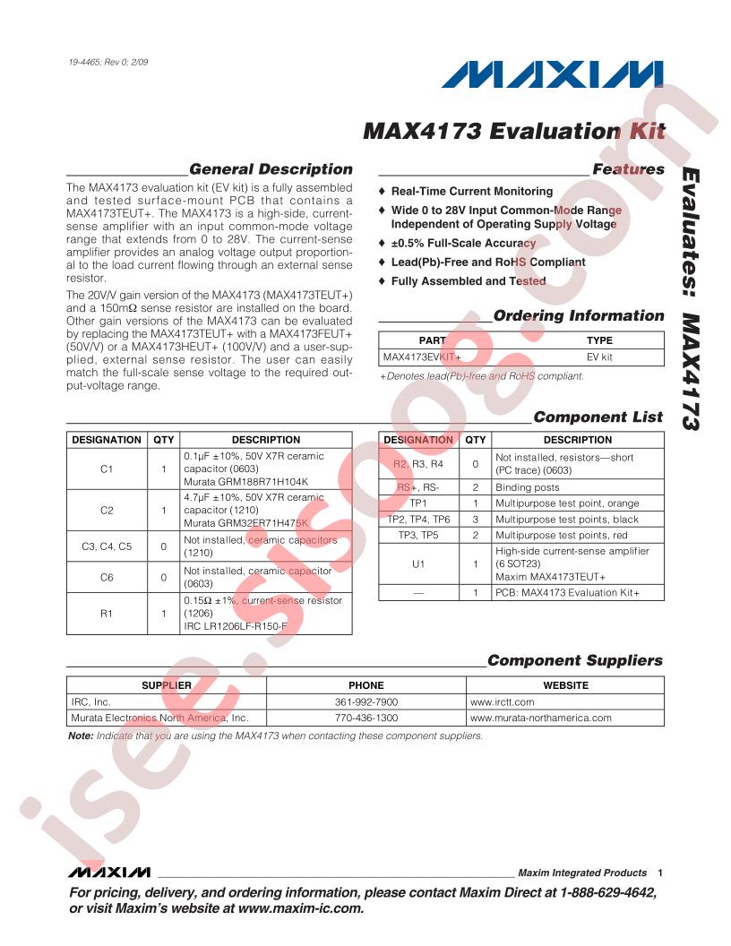 MAX4173EVKIT
