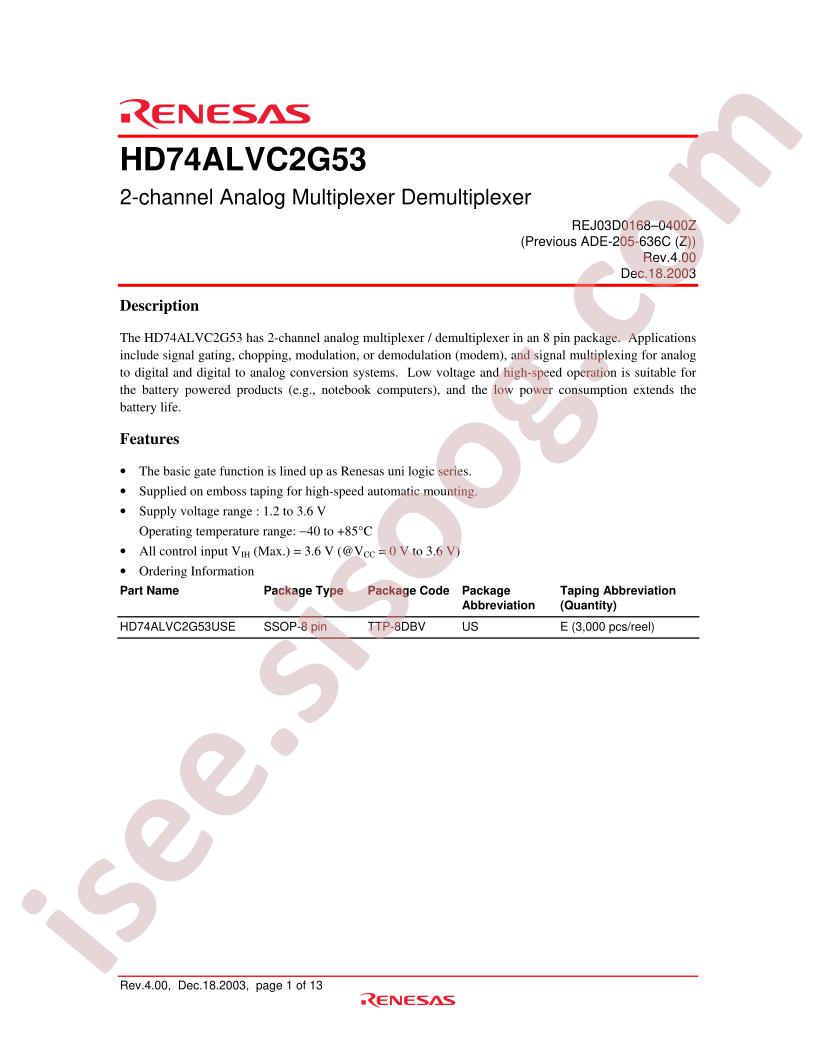 HD74ALVC2G53USE