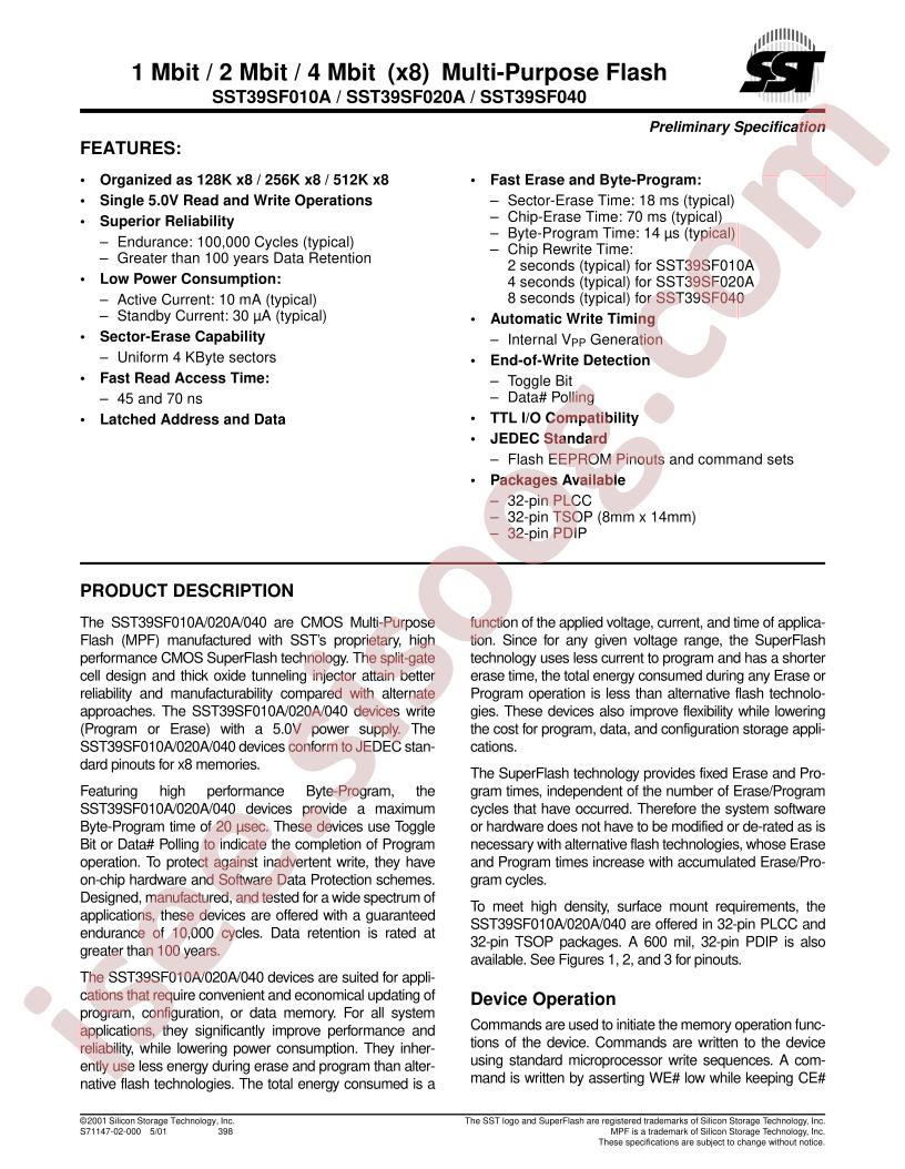 SST39SF010A-45-4C-NH