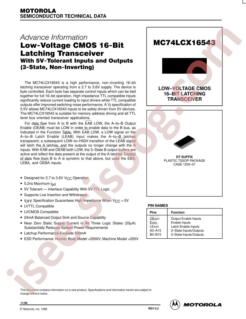 MC74LCX16543