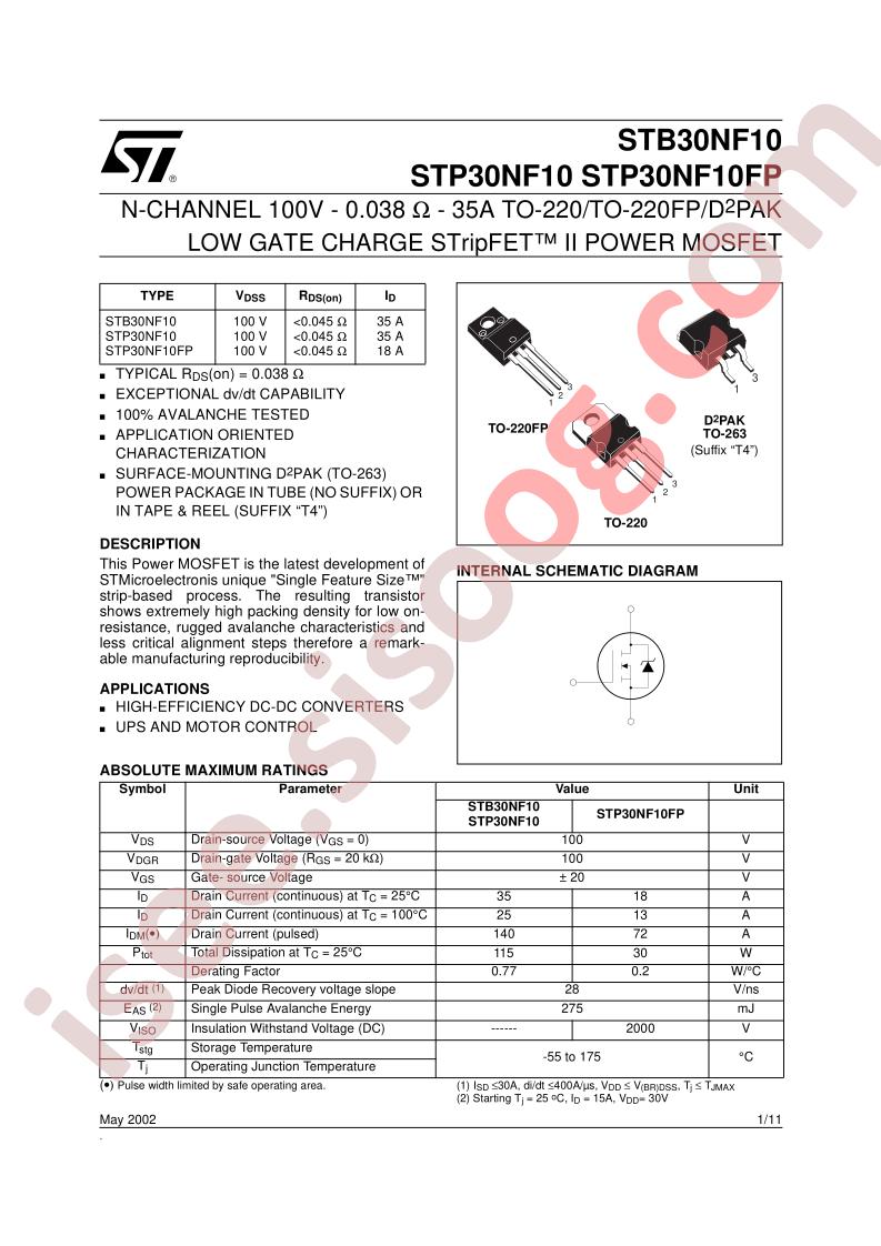 STB30NF10