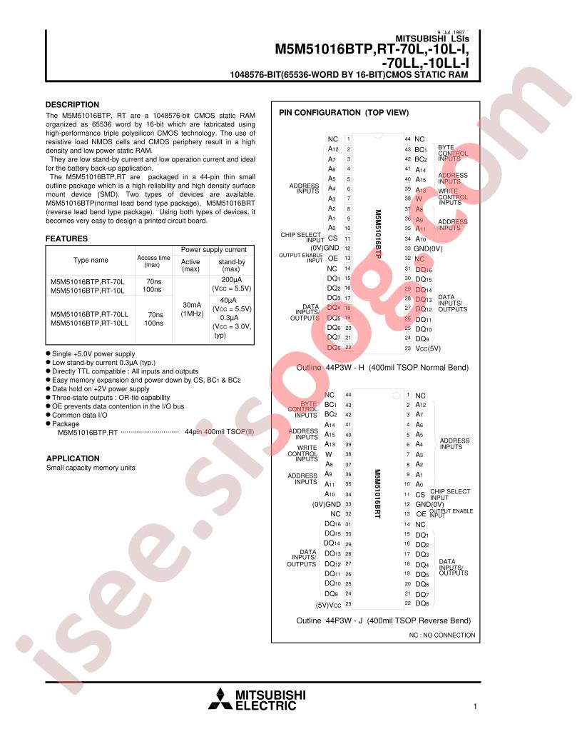 M5M51016BTP-10LL-I