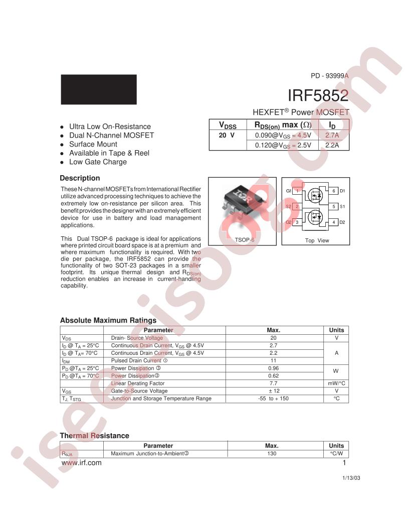 IRF5852TRPBF