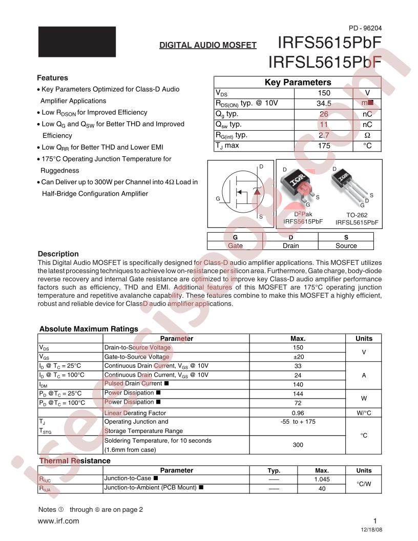 IRFSL5615PBF