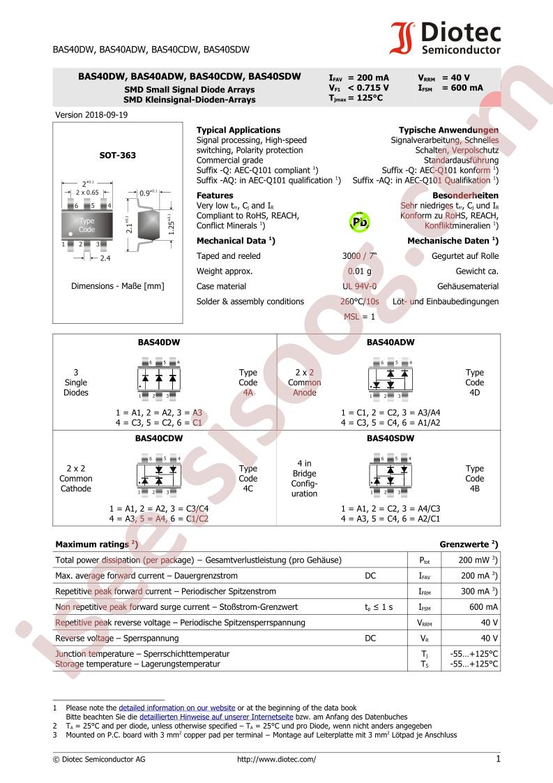 BAS40DW