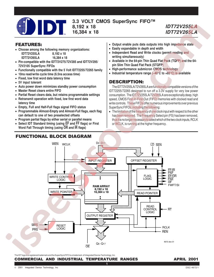IDT72V255LA10PFI