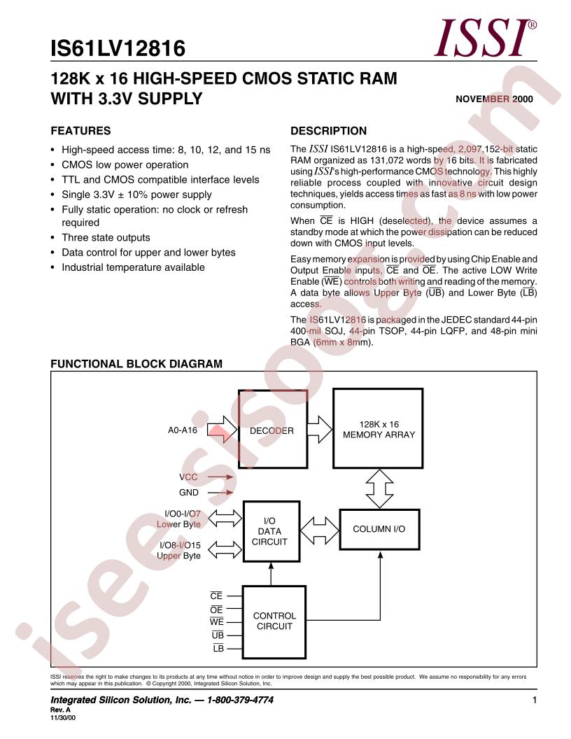 IS61LV12816-12LQI