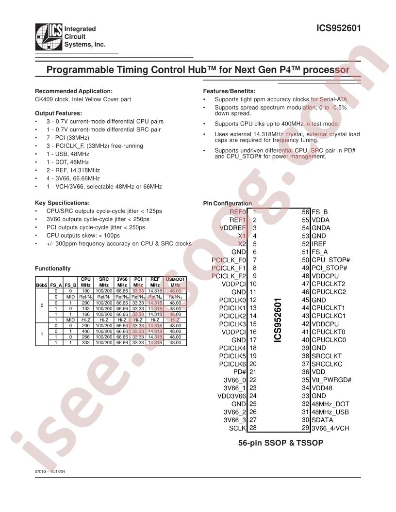 ICS952601YGLFT