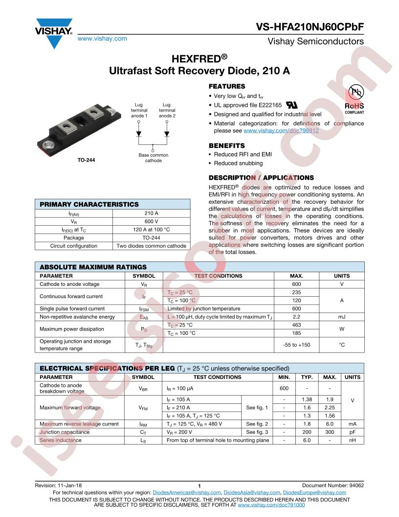 VS-HFA210NJ60CPBF