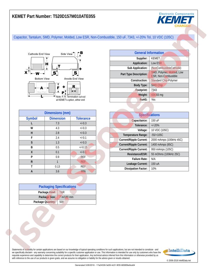 T520D157M010ATE055