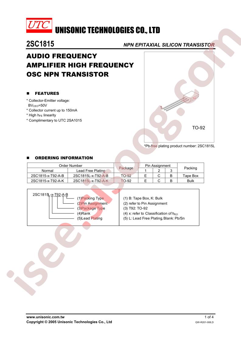 2SC1815L-Y-T92-B-K