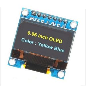 ماژول نمایشگر 0.96 اینچ OLED دو رنگ زرد و آبی دارای ارتباط SPI