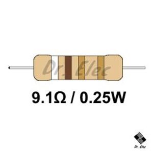 مقاومت 9.1 اهم 0.25 وات (حداقل خرید 50 عدد)