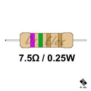 مقاومت 7.5 اهم 0.25 وات (حداقل خرید 50 عدد)