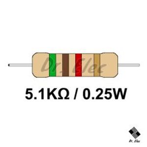 مقاومت 5.1k اهم 0.25 وات (حداقل خرید 50 عدد)