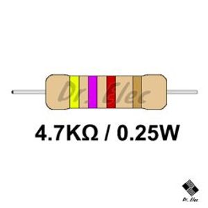 مقاومت 4.7k اهم 0.25 وات (حداقل  خرید 50 عدد)
