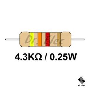 مقاومت 4.3k اهم 0.25 وات (حداقل خرید 50 عدد)