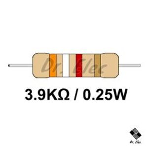 مقاومت 3.9k اهم 0.25 وات (حداقل خرید 50 عدد)