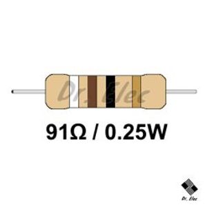 مقاومت 91 اهم 0.25 وات (حداقل خرید 50 عدد)