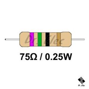 مقاومت 75 اهم 0.25 وات (حداقل خرید 50 عدد)
