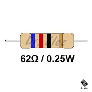 مقاومت 62 اهم 0.25 وات (حداقل خرید 50 عدد)