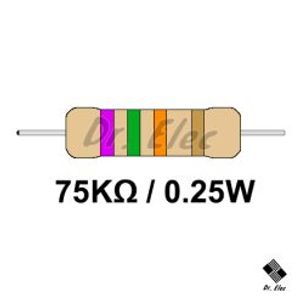 مقاومت 75k اهم 0.25 وات (حداقل خرید 50 عدد)