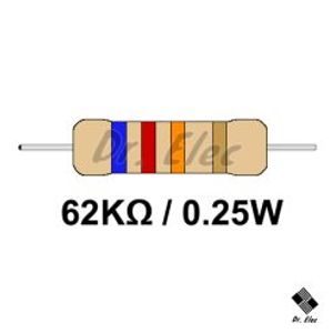مقاومت 62k اهم 0.25 وات (حداقل خرید 50 عدد)