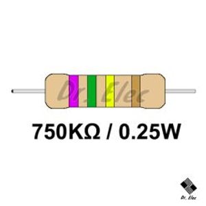 مقاومت 750k اهم 0.25 وات (حداقل خرید 50 عدد)