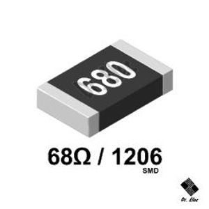 مقاومت 68 اهم SMD پکیج 1206 (حداقل خرید 100 عدد)