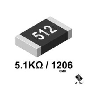 مقاومت 5.1K اهم SMD پکیج 1206