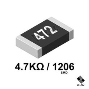مقاومت 4.7K اهم SMD پکیج 1206 (حداقل خرید 100 عدد)