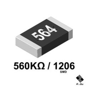 مقاومت 560K اهم SMD پکیج 1206 (حداقل خرید 100 عدد)