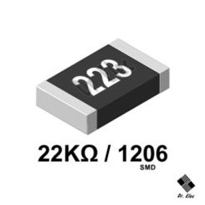 مقاومت 22K اهم SMD پکیج 1206 (حداقل خرید 100 عدد)