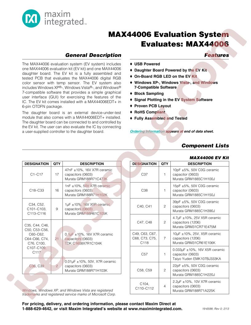 MAX44006EVSYS
