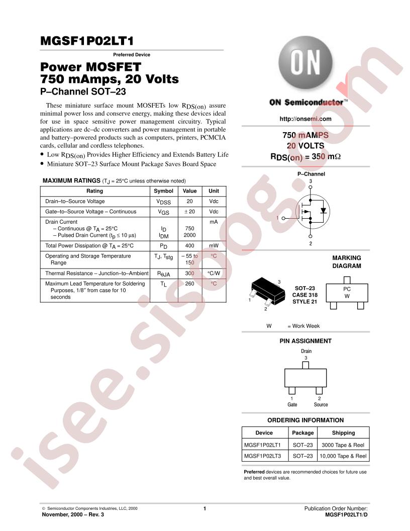MGSF1P02LT1