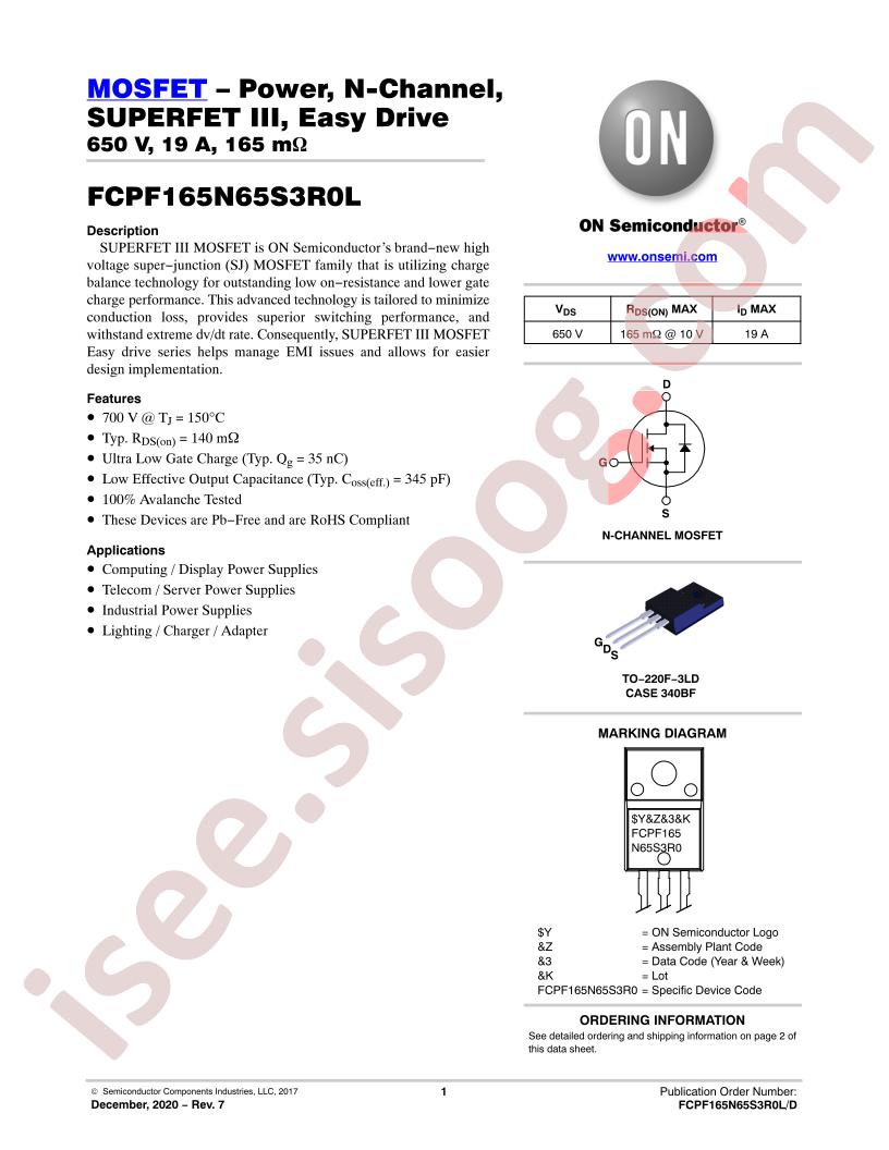FCPF165N65S3R0L