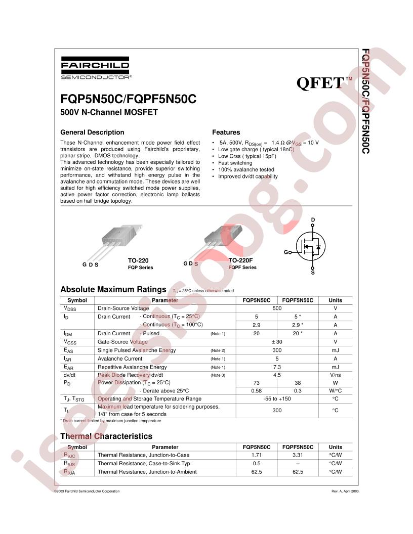 FQPF5N50C