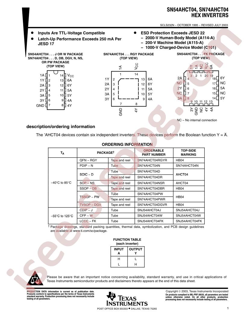 SN74AHCT04D