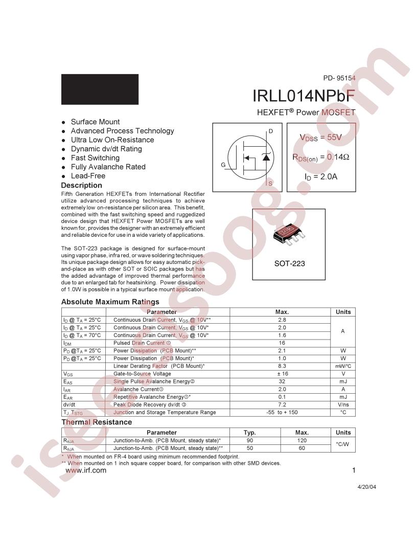 IRLL014NPBF